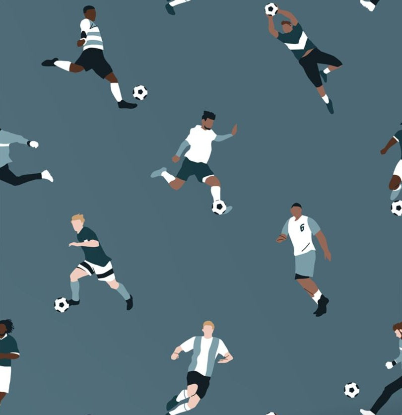 ESTAhome voetbalspelers voetbal behang voor de jongenskamer blauw 131556