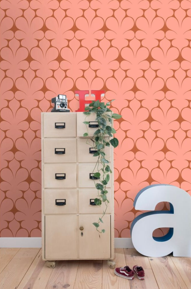 ESTAhome Retro Ornamenten behang voor meisjeskamer en tienerkamer voor retrolook terra 131561