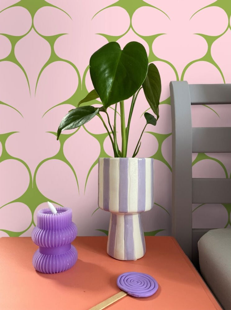 ESTAhome Retro Ornamenten behang voor meisjeskamer en tienerkamer voor retrolook roze groen 131563