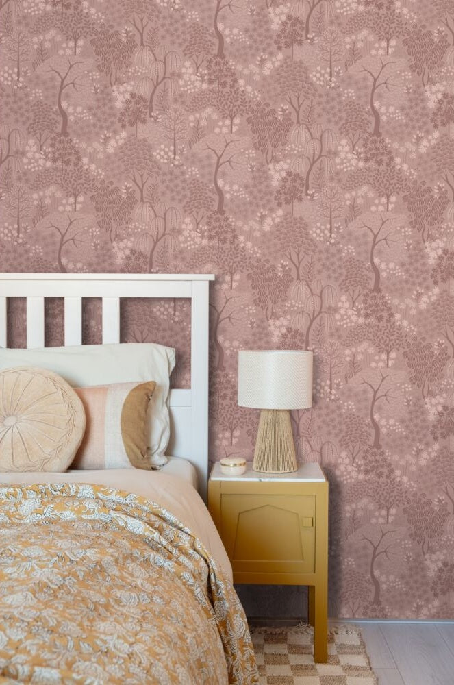 ESTAhome bomen en bloemen behang voor babykamer, meisjeskamer en babykamer terra 131647