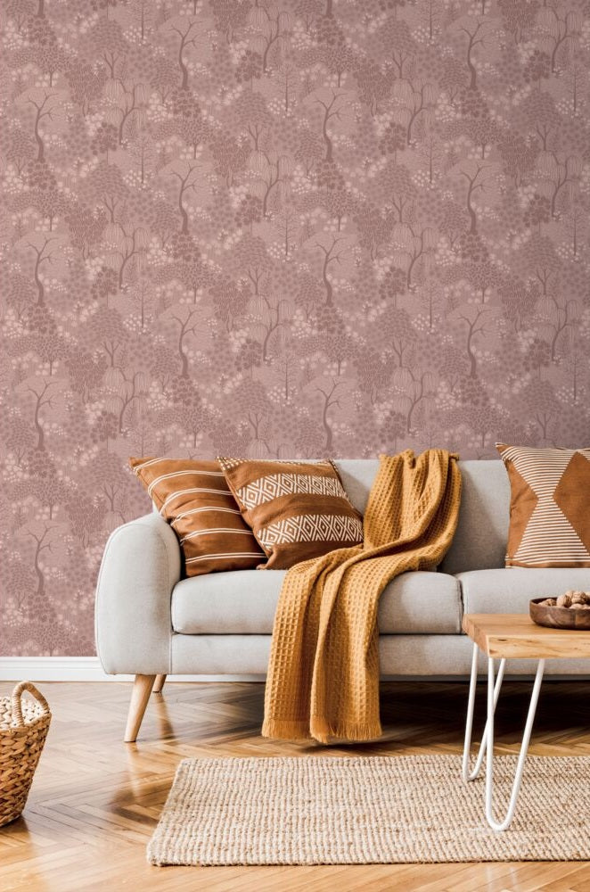 ESTAhome bomen en bloemen behang voor babykamer, meisjeskamer en babykamer terra 131647