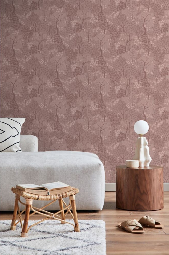 ESTAhome bomen en bloemen behang voor babykamer, meisjeskamer en babykamer terra 131647
