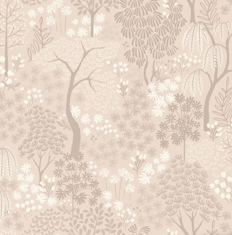 ESTAhome bomen en bloemen behang voor babykamer, meisjeskamer en babykamer beige 131648