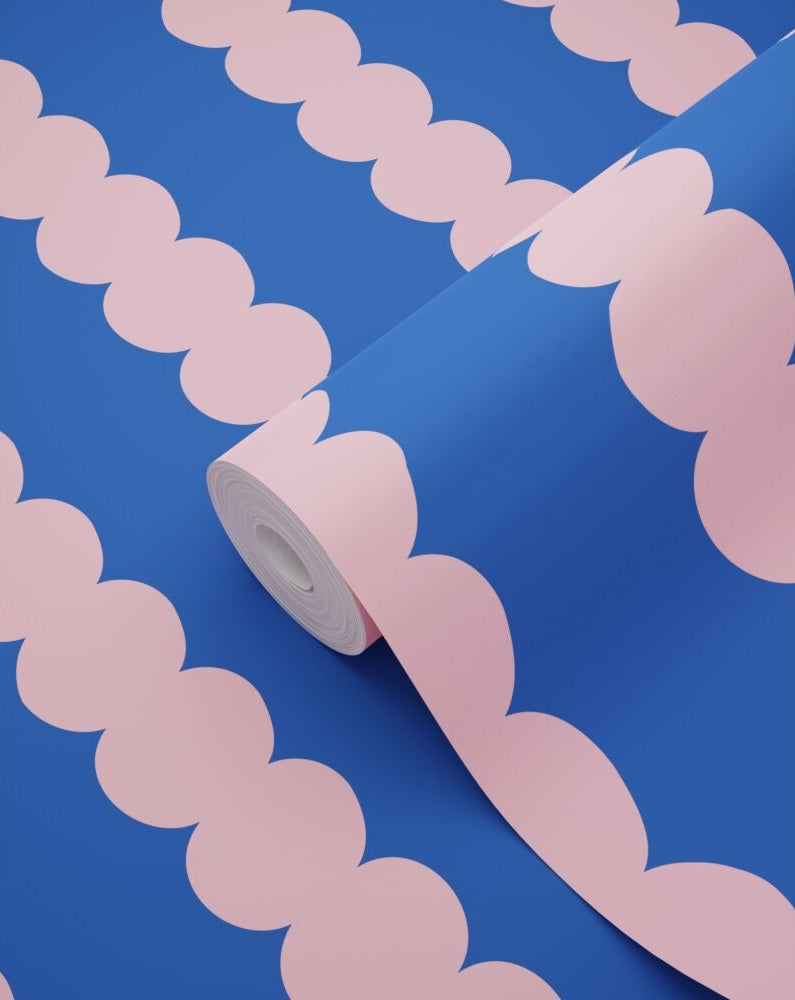 ESTAhome grafische strepen behang voor de kinderkamer meisjeskamer tienerkamer roze blauw 131750