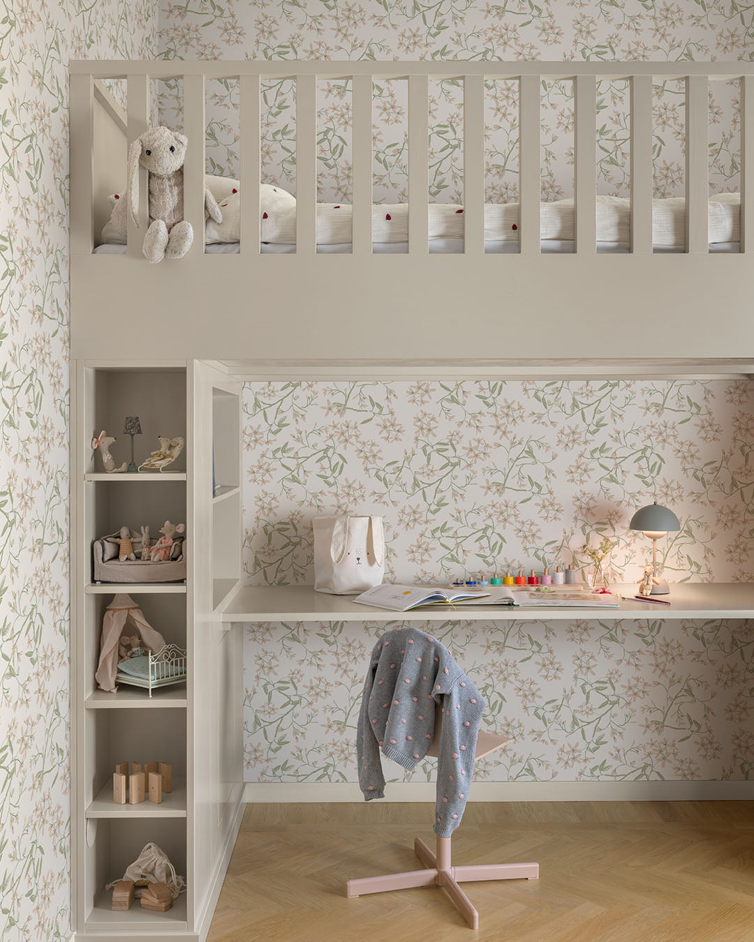 Paradis Midbec bloemen behang voor meisjeskamer en babykamer wit roze 20111