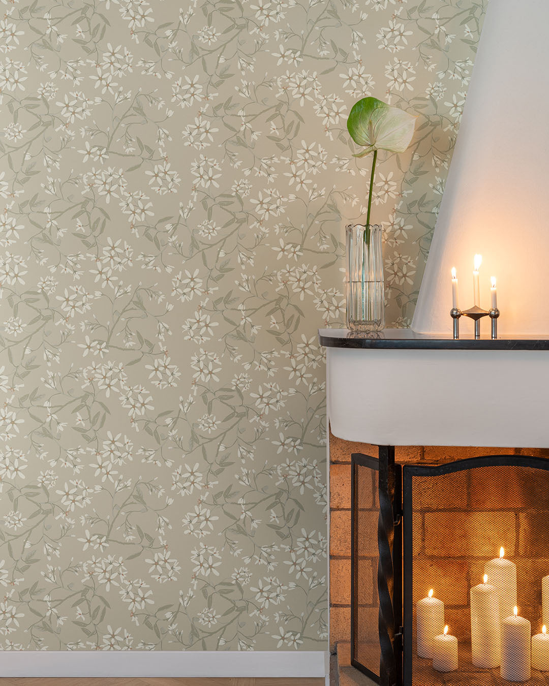 Paradis Midbec bloemen behang voor meisjeskamer en babykamer beige greige 20112