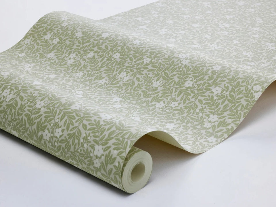Borastapeter Myrten bloemen behang voor meisjekamer en babykamer groen beige 5731