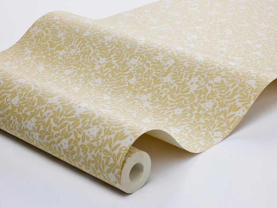 Borastapeter Myrten bloemen behang voor meisjekamer en babykamer geel beige 5732