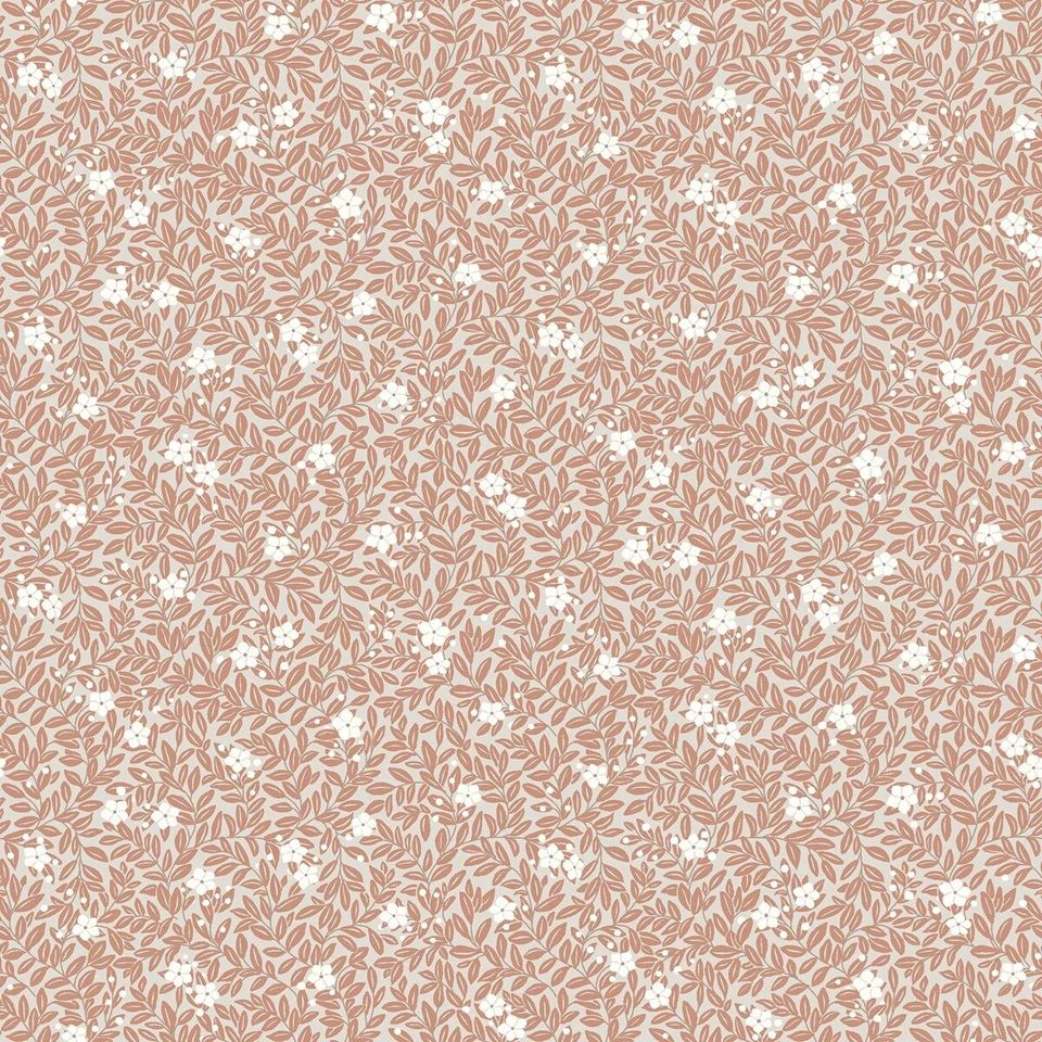 Borastapeter Myrten bloemen behang voor meisjekamer en babykamer terra beige 5733