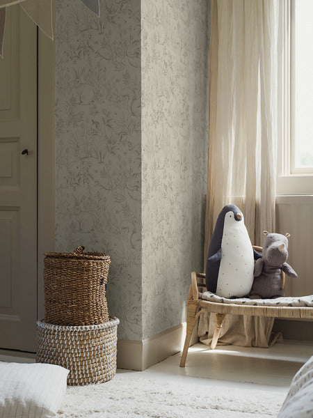 Borastapeter behang voor de kinderkamer Forest Friends bosdieren beige 6922 newbie 2