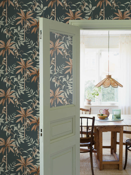 Borastapeter Jungle aapjes behang voor de kinderkamer donkerblauw 6937