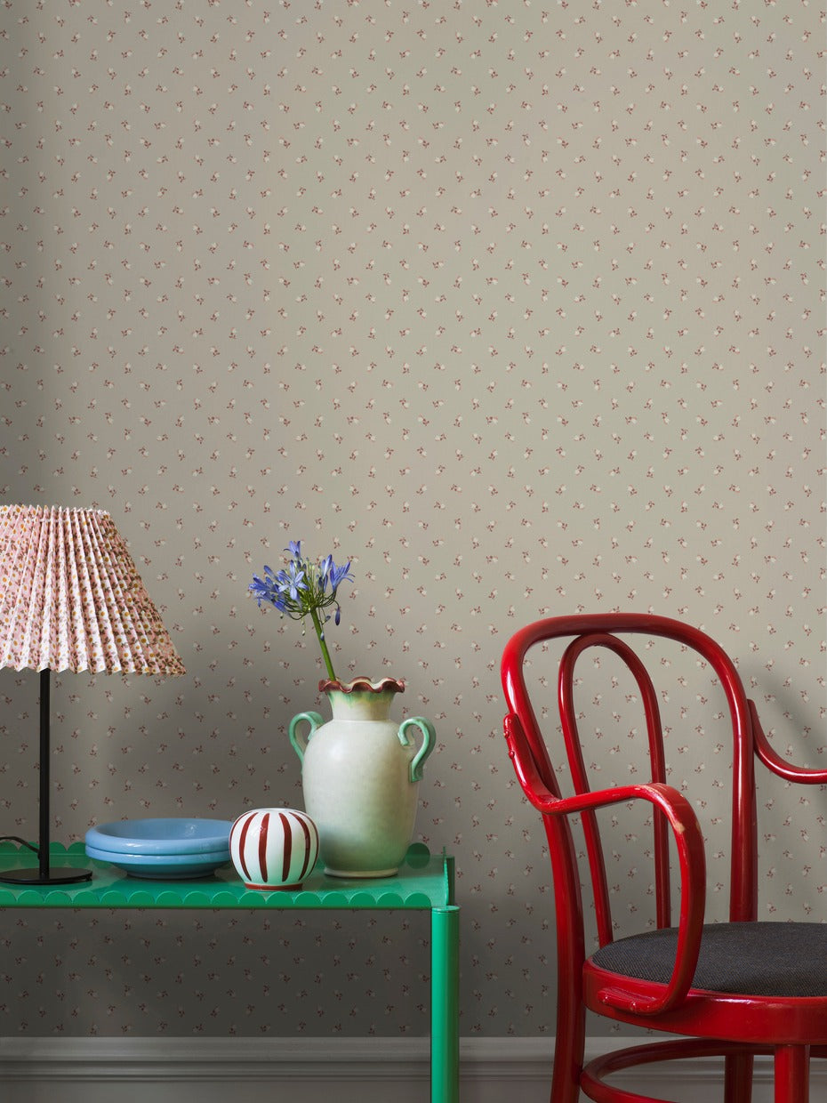 Borastapeter Petite Cherie bloemenbehang voor meisjeskamer of babykamer kleine bloemetjes beige