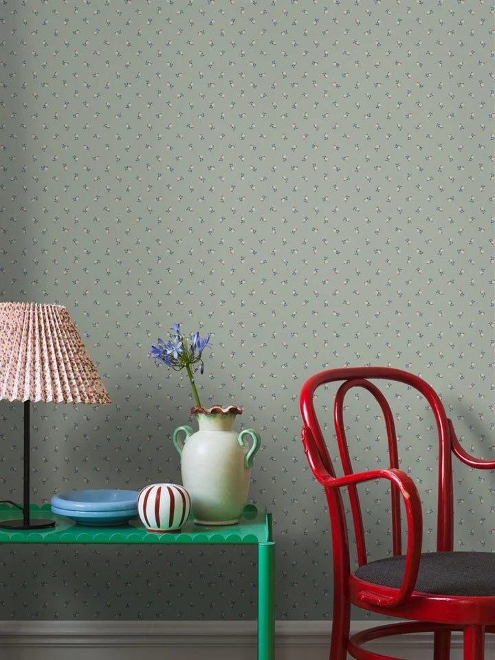 Borastapeter Petite Cherie bloemenbehang voor meisjeskamer en babykamer lichtgroen zachtgroen 7782