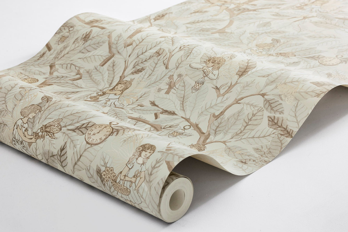 Borastapeter Fairies elfen behang voor meisjeskamer en babykamer Fairyland grijs 8140
