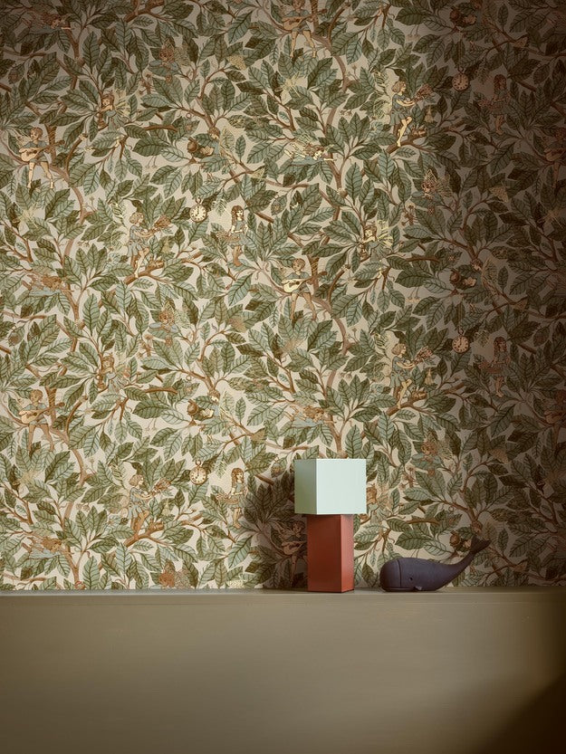 Borastapeter Fairies elfen behang voor meisjeskamer en babykamer Fairyland beige groen 8141
