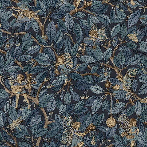 Borastapeter Fairies elfen behang voor meisjeskamer en babykamer Fairyland blauw 8142