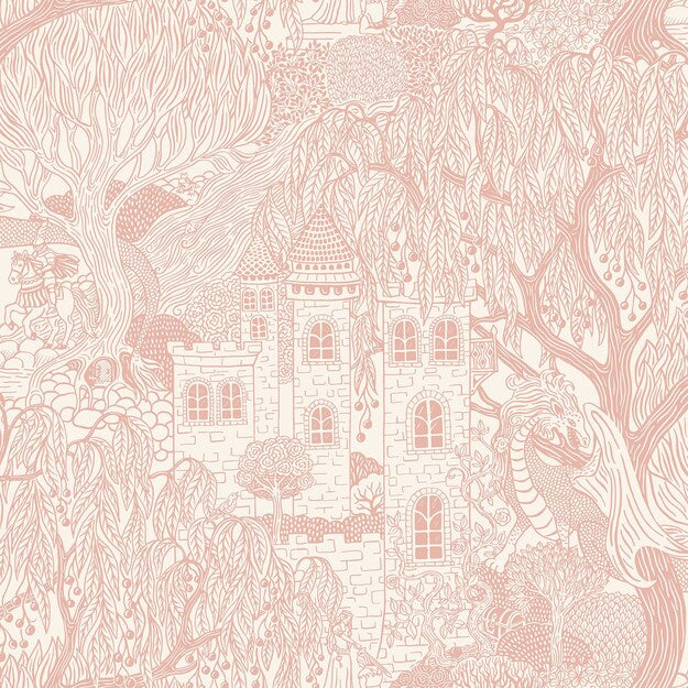 Kingdom of the Willow Borastapeter sprookjesbehang voor de kinderkamer, jongenskamer en neutrale kinderkamer roze 8146