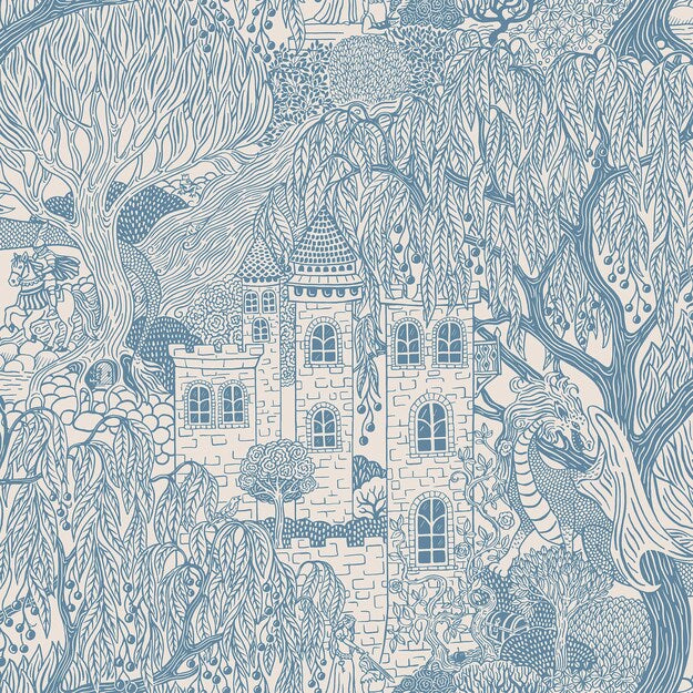 Kingdom of the Willow Borastapeter sprookjesbehang voor de kinderkamer, jongenskamer en neutrale kinderkamer blauw 8147