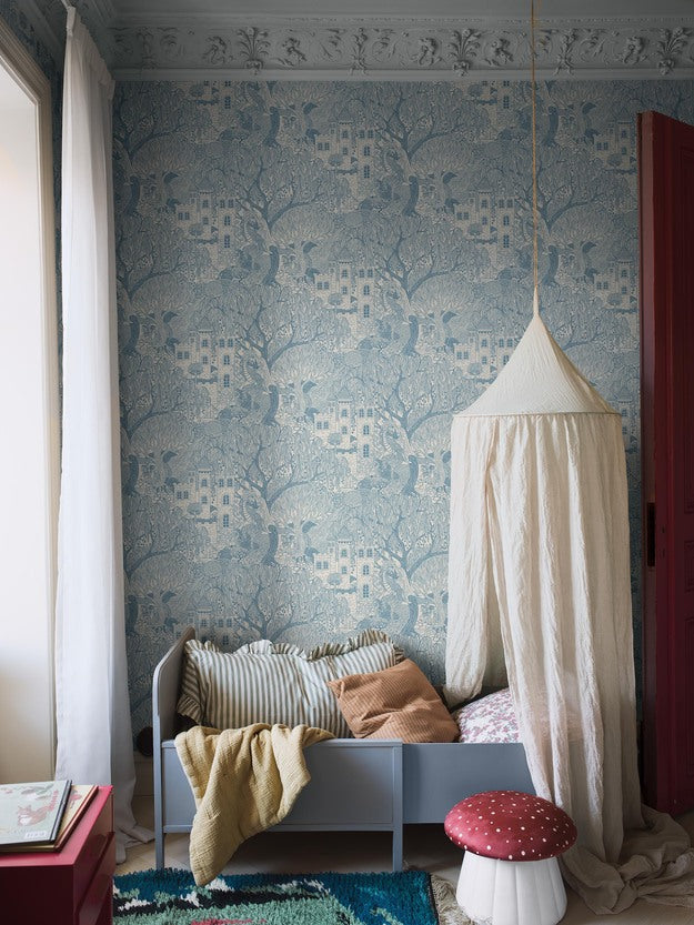 Kingdom of the Willow Borastapeter sprookjesbehang voor de kinderkamer, jongenskamer blauw 8147