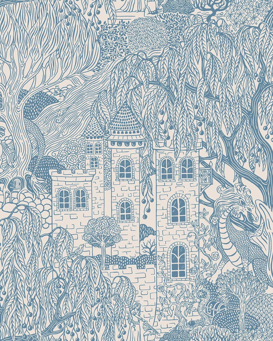 Kingdom of the Willow Borastapeter sprookjesbehang voor de kinderkamer, jongenskamer blauw 8147