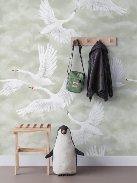 Clouds Swans mural van Borastapeter zwanen behang voor meisjeskamer en babykamer 9414W