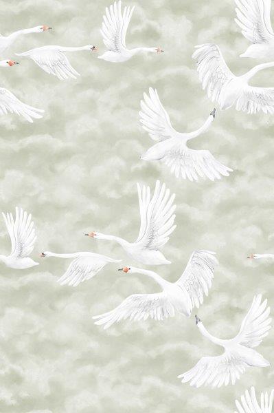 Clouds Swans mural van Borastapeter zwanen behang voor meisjeskamer en babykamer 9414W