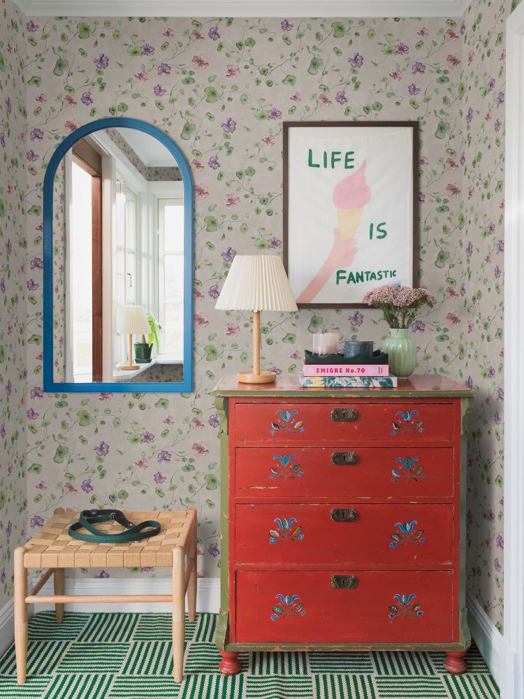 My Feldt Violetta borastapeter bloemen mural voor meisjeskamer en babykamer 9578W