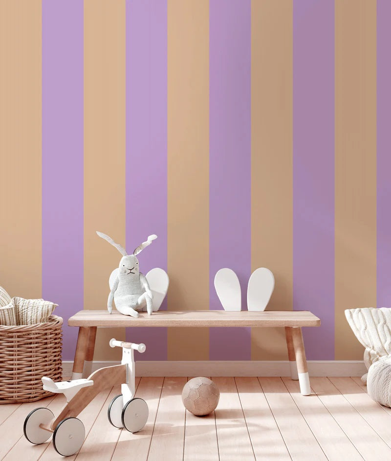 Annet Weelink Wallpaper Adeline Stripe - Beige/Lila