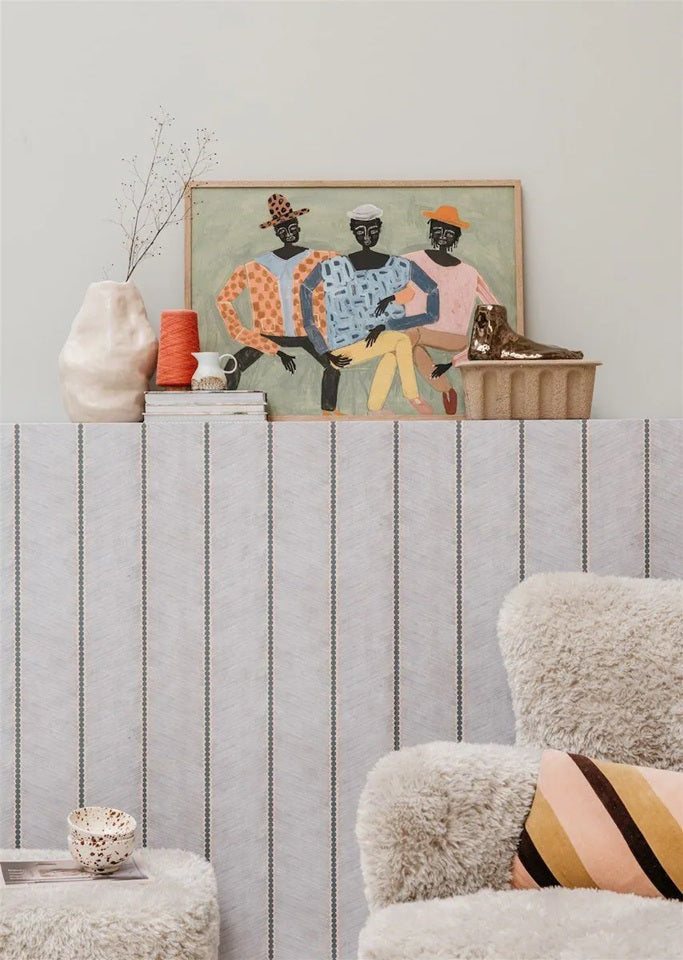 Bibelotte behang voor de kinderkamer Chevron strepen denim blauw