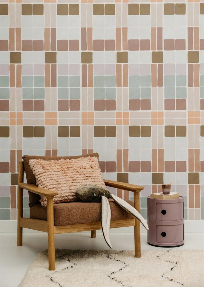 Bibelotte Patchwork behang voor de kinderkamer blush