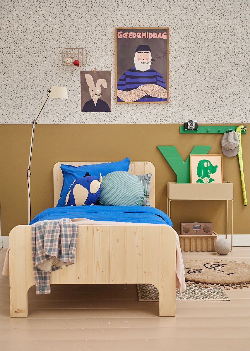 Bibelotte behang voor de kinderkamer terrazzo olijf