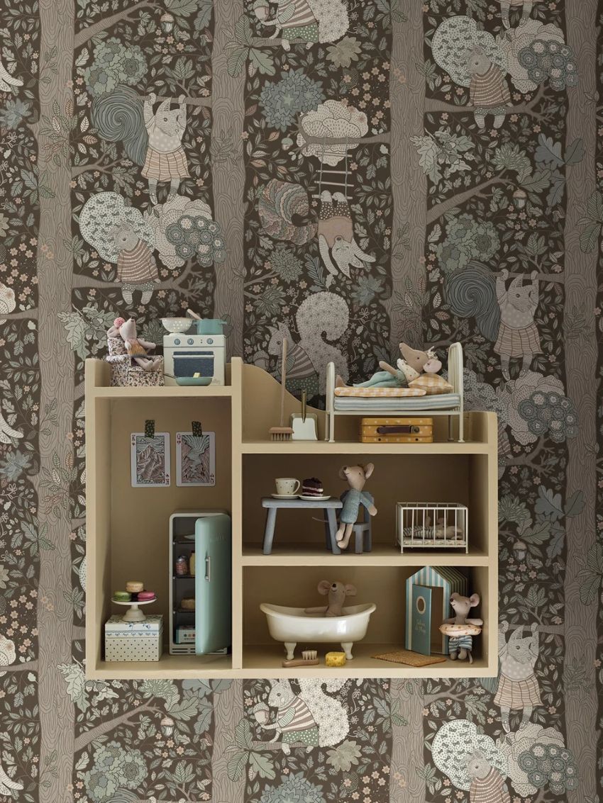 Borastapeter behang voor de kinderkamer Charlie bruin 6290