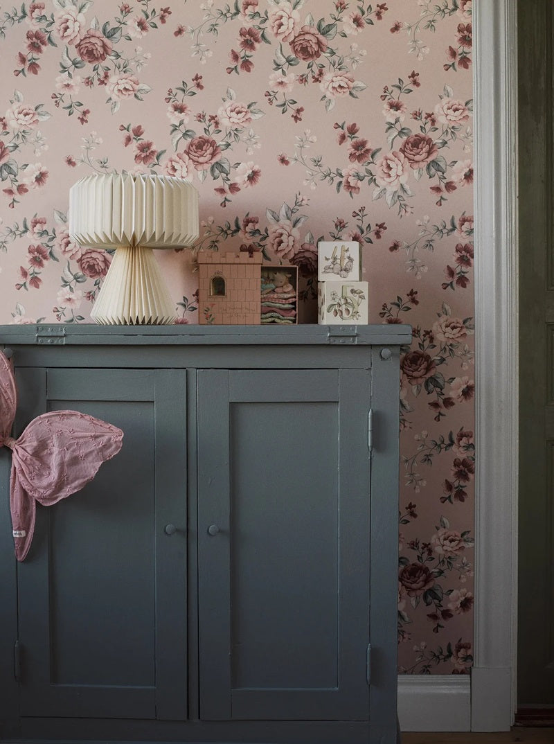 Borastapeter nomi kinderbehang rozen bloemenbehang roze 7484