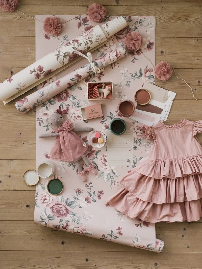 Borastapeter nomi kinderbehang rozen bloemenbehang roze 7484