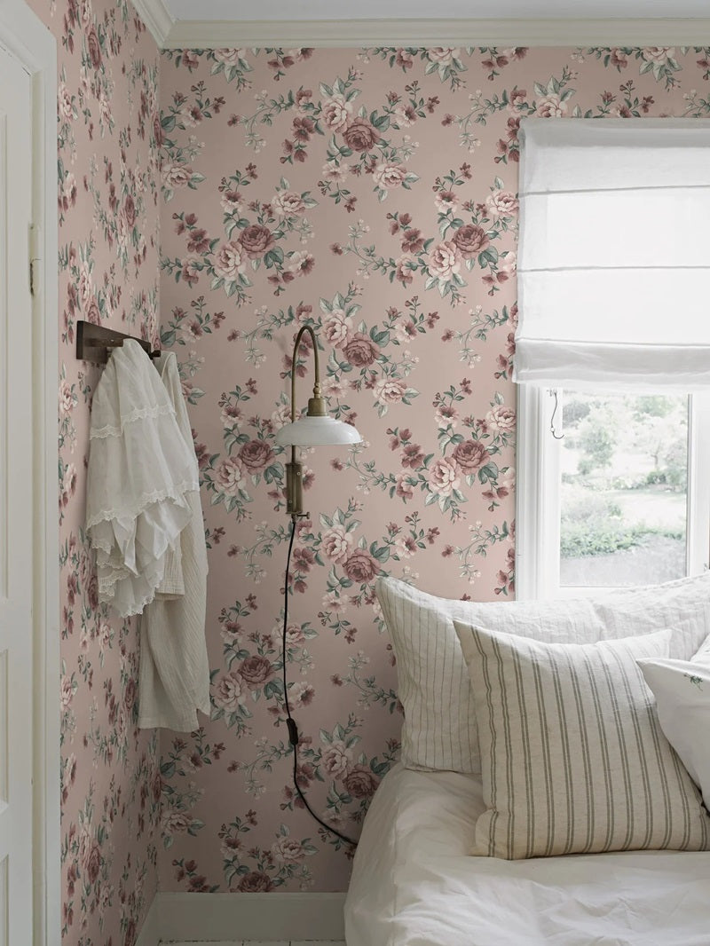 Borastapeter nomi kinderbehang rozen bloemenbehang roze 7484
