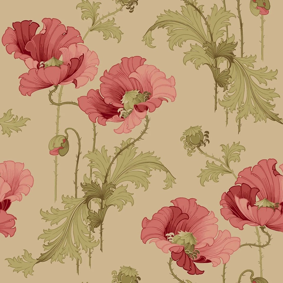 Vallmo behang Borastapeter jubileum bloemen behang voor meisjeskamer en babykamer 8090