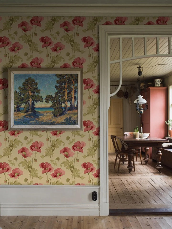 Vallmo behang Borastapeter jubileum bloemen behang voor meisjeskamer en babykamer 8090