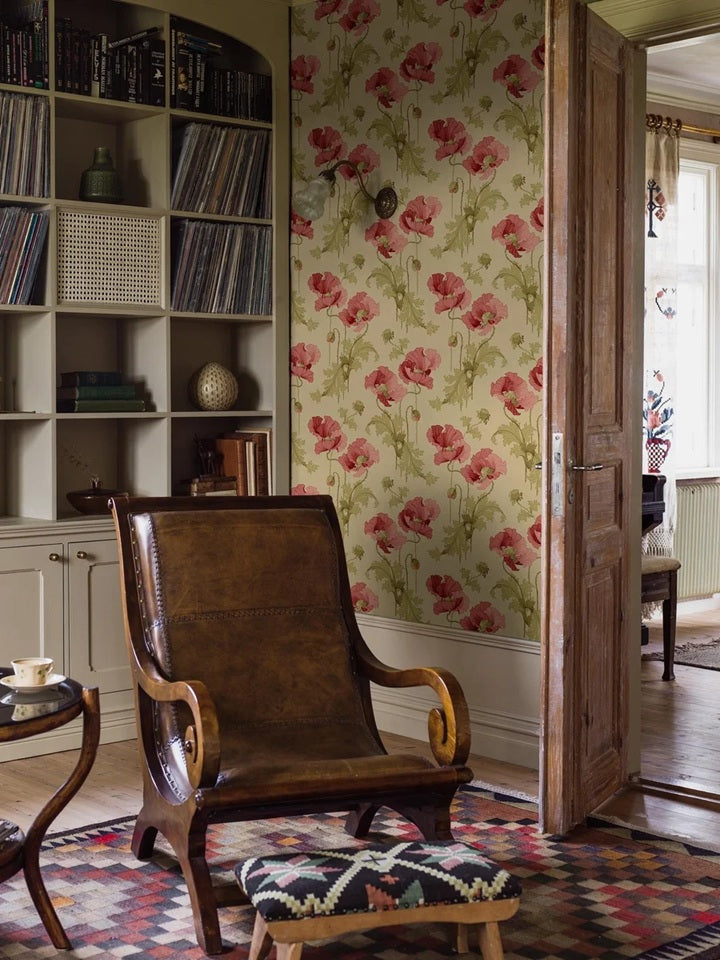 Vallmo behang Borastapeter jubileum bloemen behang voor meisjeskamer en babykamer 8090