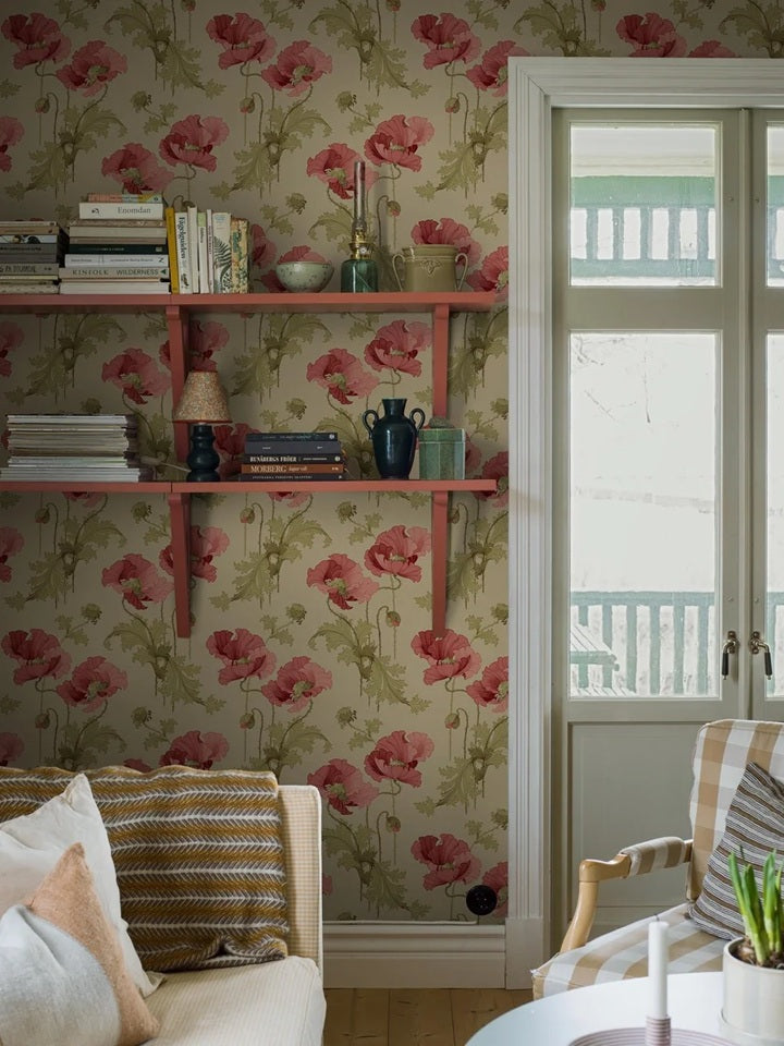 Vallmo behang Borastapeter jubileum bloemen behang voor meisjeskamer en babykamer 8090