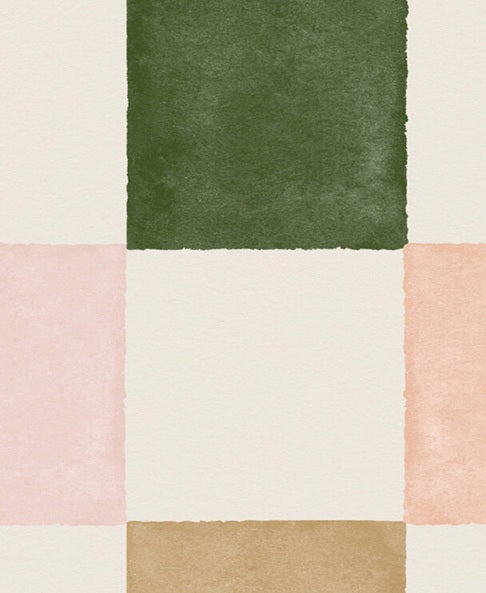Checkmate geblokt behang voor de kinderkamer en tienerkamer meisjes roze groen bruin creative lab amsterdam
