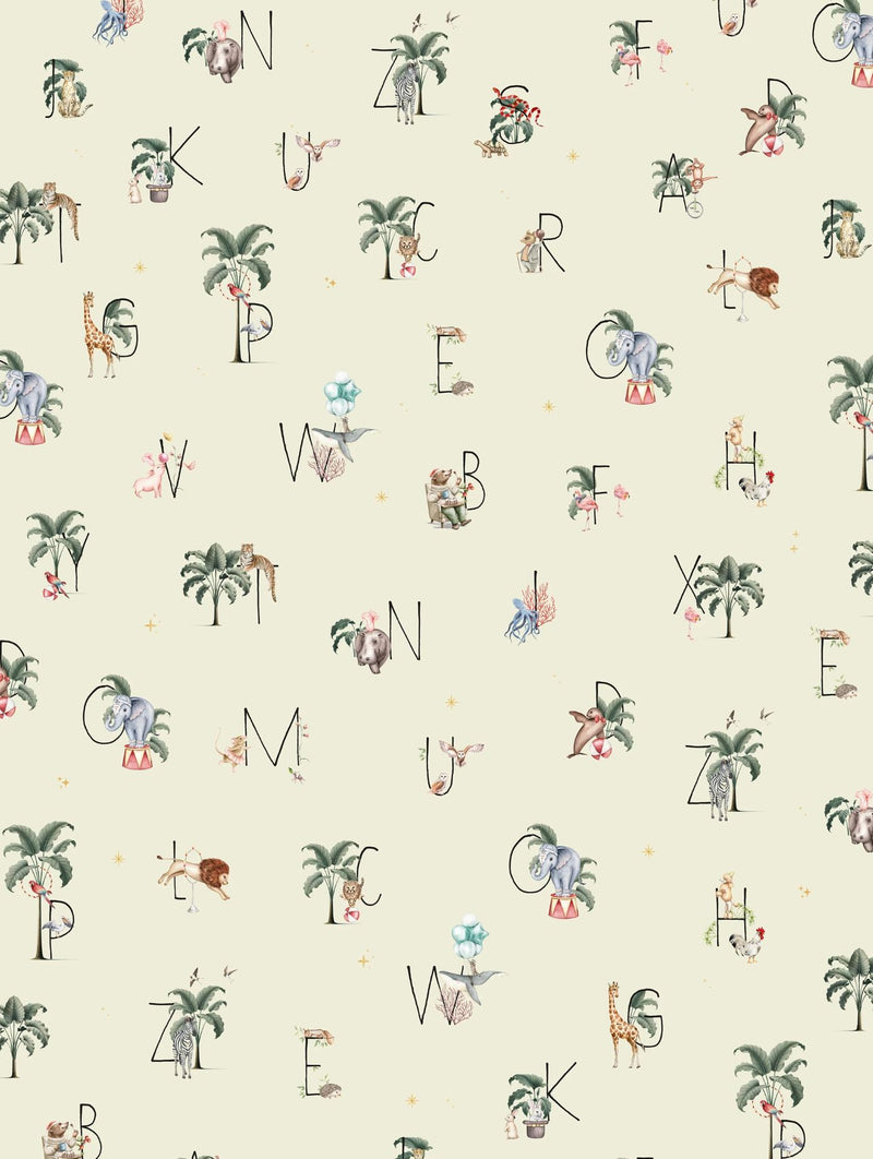 Creative Lab Amsterdam ABC mural behang voor de kinderkamer alfabet offwhite