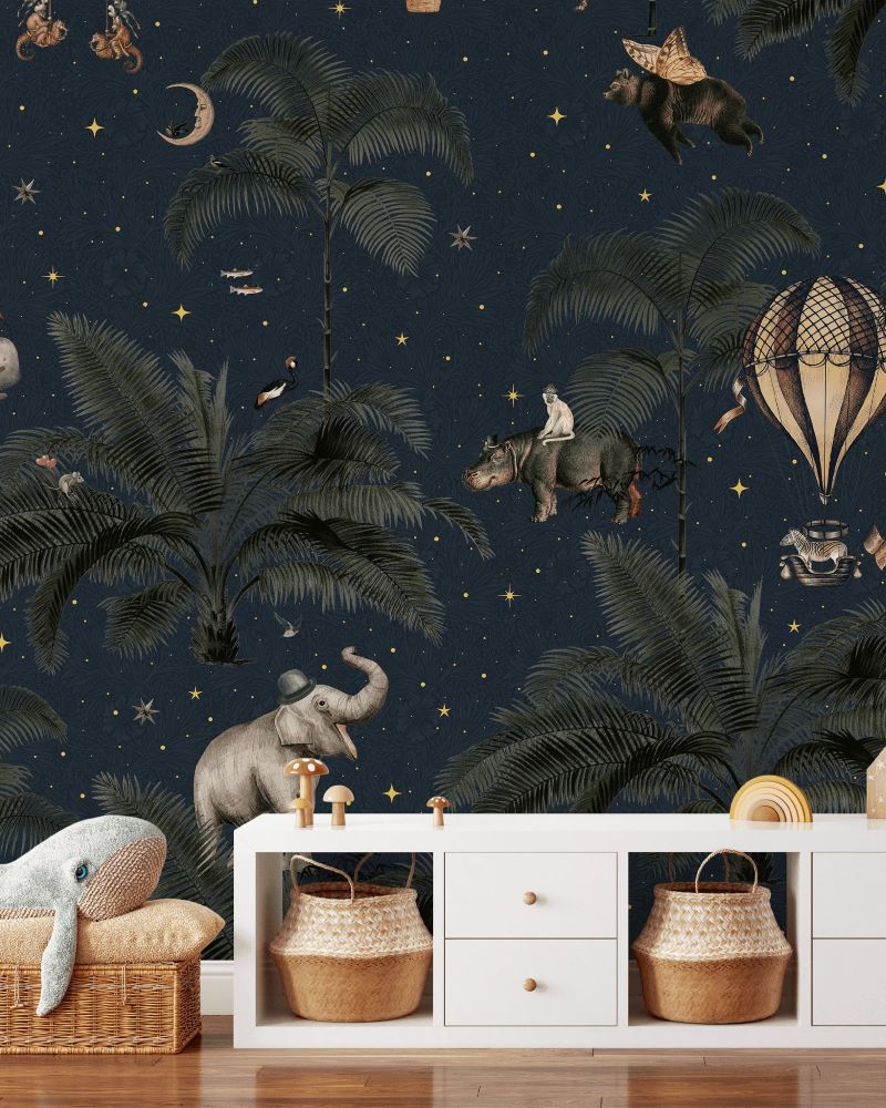 Creative Lab Amsterdam behang voor de kinderkamer Oliver Teddy donkerblauw