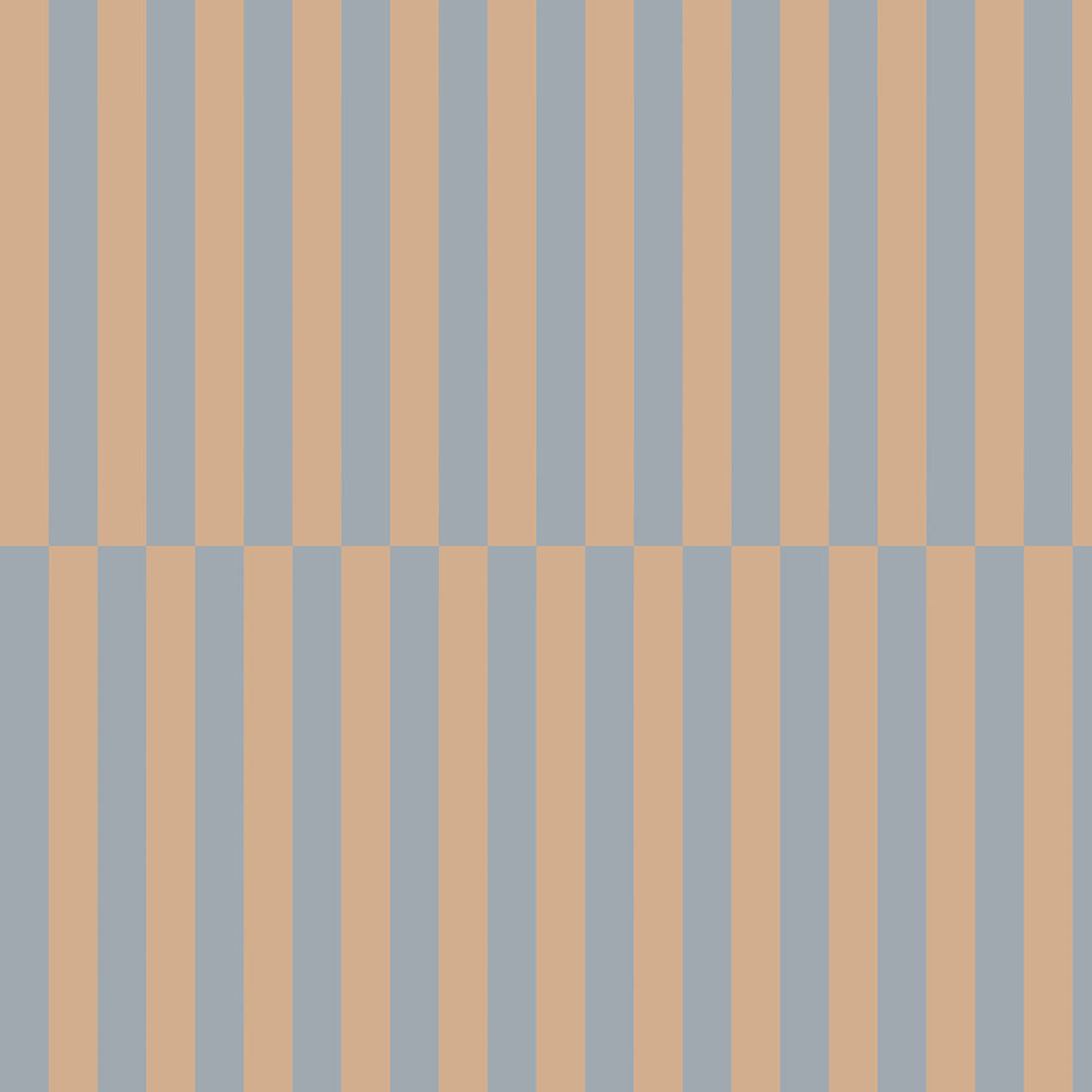 Dekornik gestreept behang upside down blauw beige jongenskamer neutrale kinderkamer.