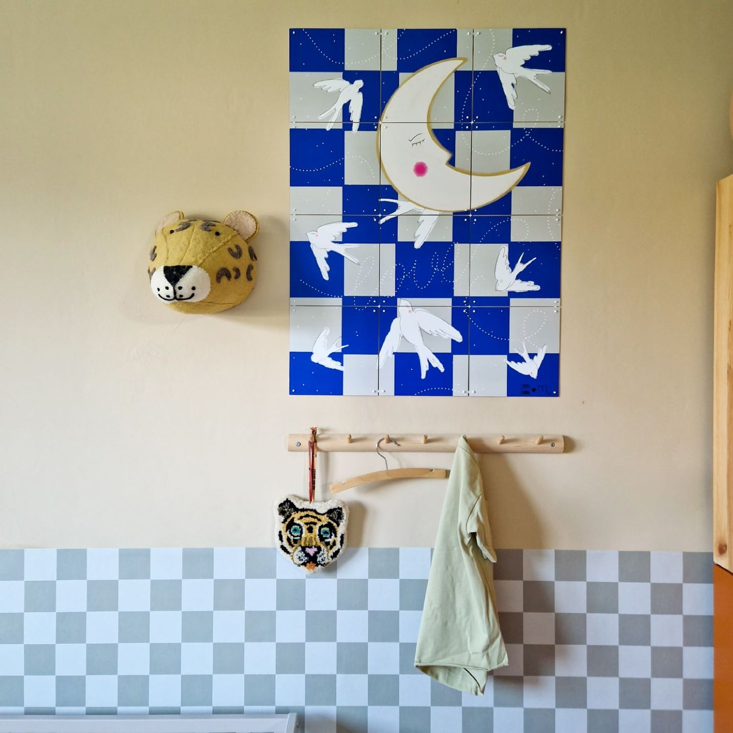 Days of bloom checkmate geruit blokken behang groen