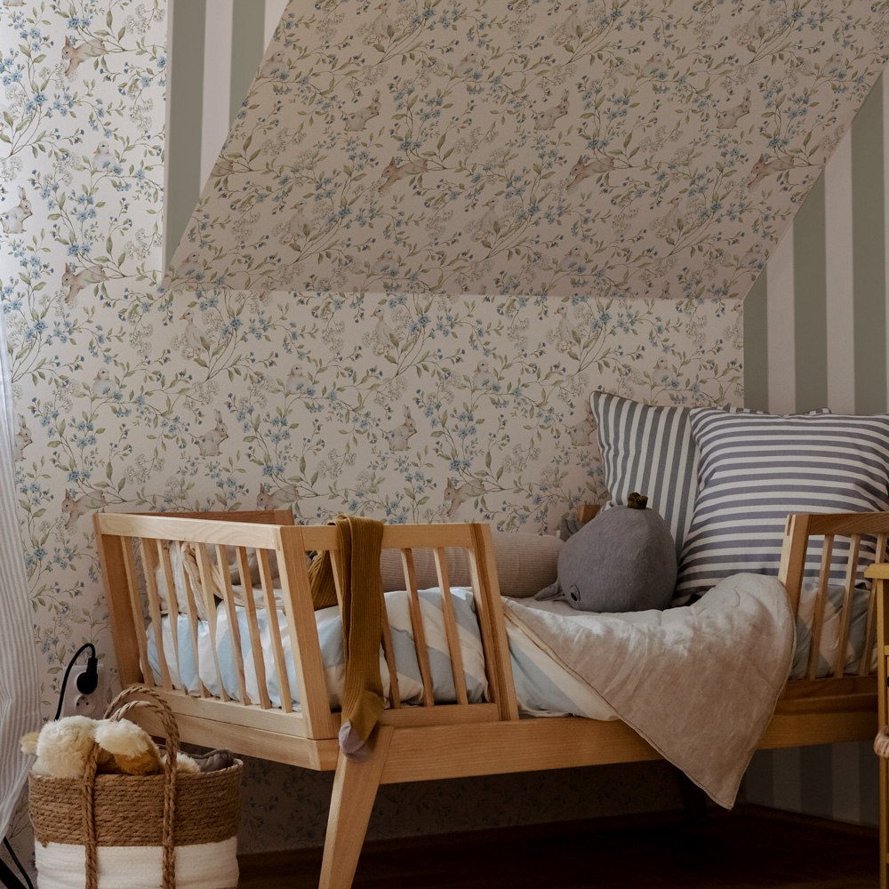 Dekornik konijnen en eenden behang voor de babykamer meadow friends with ducks and bunnies