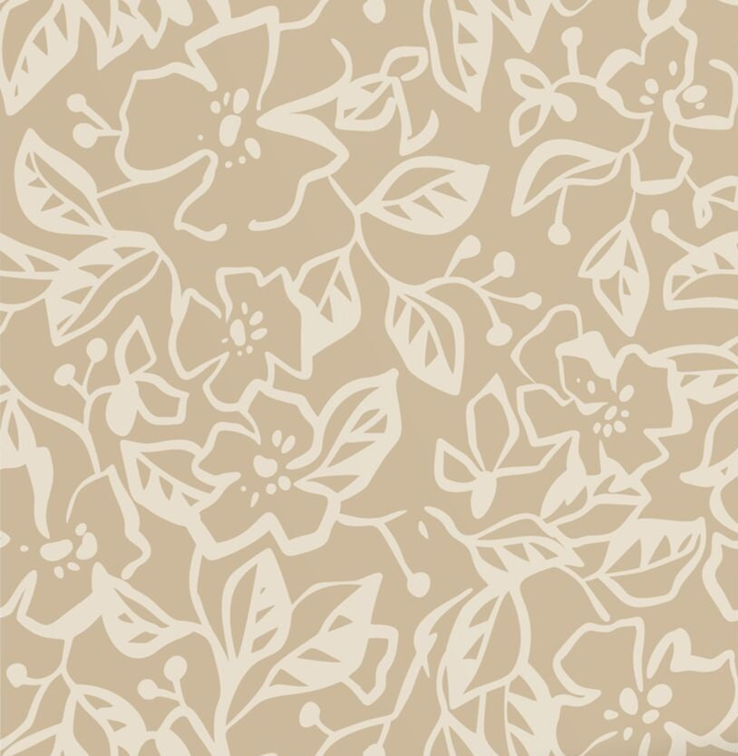 ESTAhome bladeren en bloemenbehang voor meisjeskamer en babykamer beige 131376