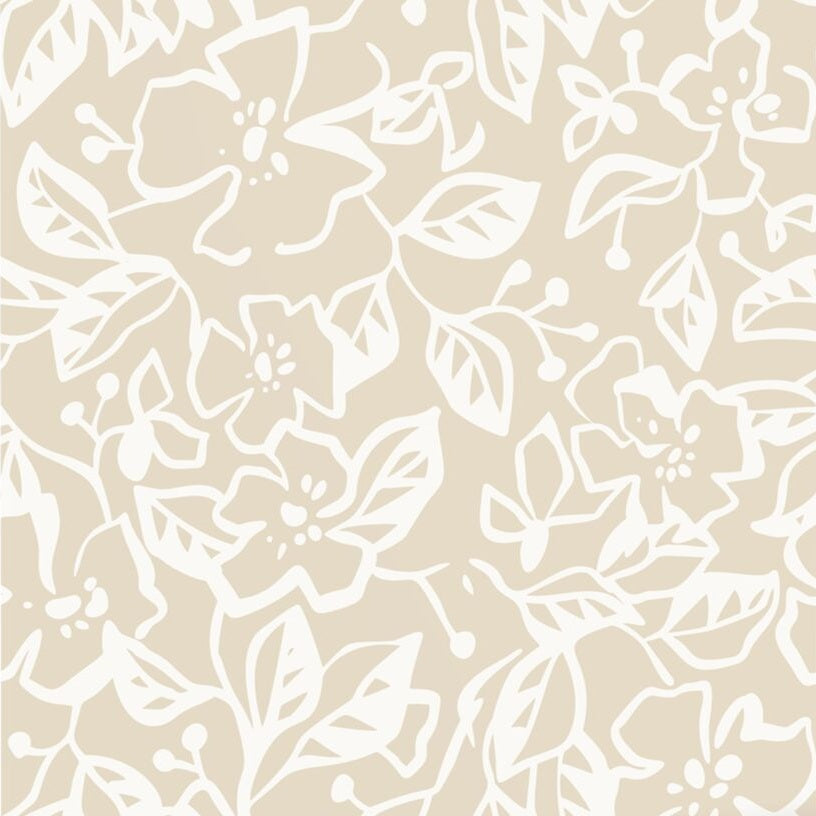 ESTAhome bladeren en bloemenbehang voor meisjeskamer en babykamer lichtbeige 131371