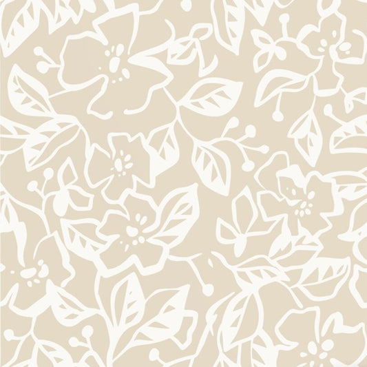 ESTAhome bladeren en bloemenbehang voor meisjeskamer en babykamer lichtbeige 131371