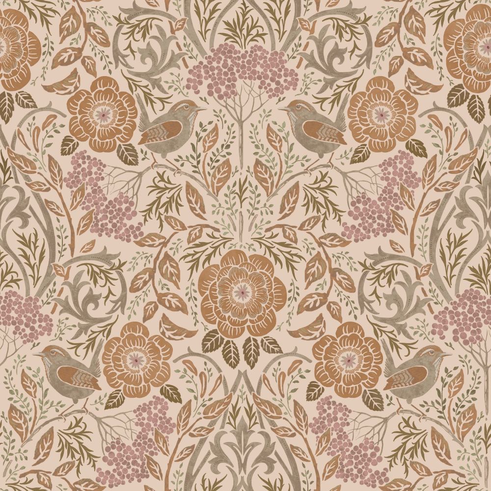 ESTAhome behang voor kinderkamer bloemen en vogels art nouveau 139567 beige