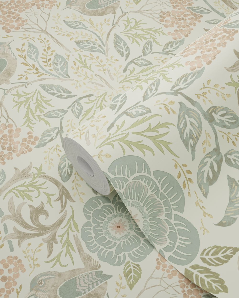 ESTAhome Wallpaper Flowers and Birds Art Nouveau - Blue